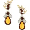 Olivia Welles Victoria Cluster Drop Earrings In Burnished Gold/clear
