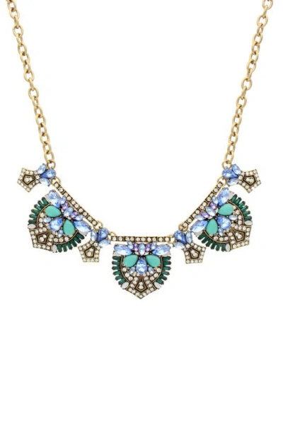 Olivia Welles Vivienne Deco Collar Necklace In Burnished Gold / Blue