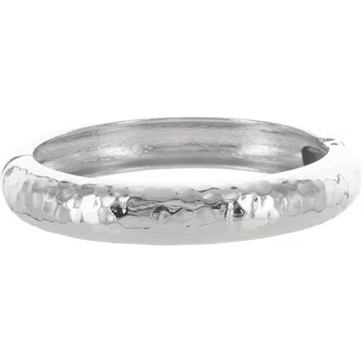 Olivia Welles Wave Hammered Bangle In Silver