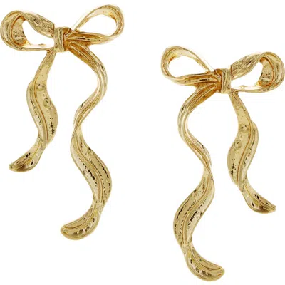 Olivia Welles Wavy Bow Earrings In Gold
