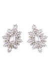 Olivia Welles Whitnee Imitation Pearl & Crystal Filigree Drop Earrings In Metallic