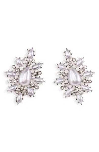Olivia Welles Whitnee Imitation Pearl & Crystal Filigree Drop Earrings In Metallic