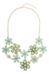 Olivia Welles Wildflower Flair Crystal Statement Necklace In Gold/mint