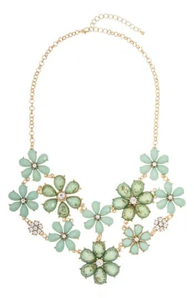 Olivia Welles Wildflower Flair Crystal Statement Necklace In Green
