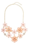 Olivia Welles Wildflower Flair Crystal Statement Necklace In Brown