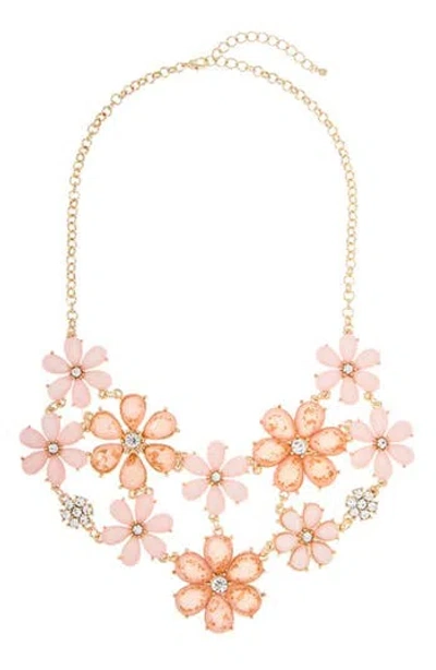 Olivia Welles Wildflower Flair Crystal Statement Necklace In Brown