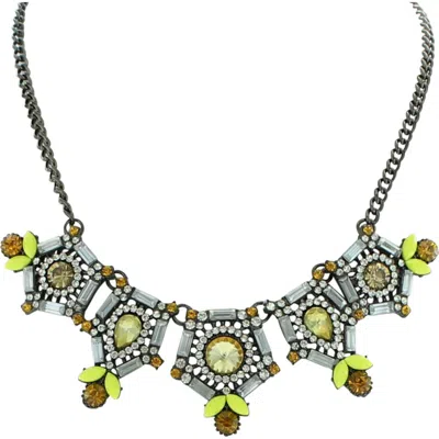 Olivia Welles Zanina Bib Necklace In Gunmetal/multi