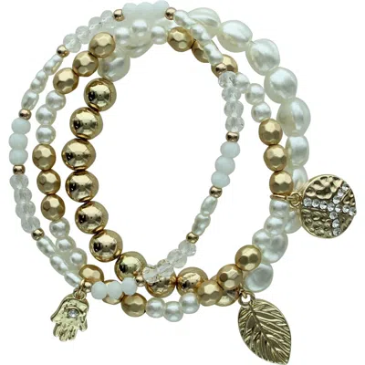 Olivia Welles Zen Day Set Of 3 Beaded Stretch Bracelets In Multi