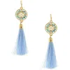 Olivia Welles Zoe Tassel Earrings In Gold/blue