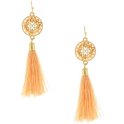 Olivia Welles Zoe Tassel Earrings In Gold/peach