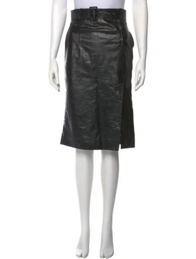 Pre-owned Olivier Theyskens Calf Leather Knee-length Skirt In Black