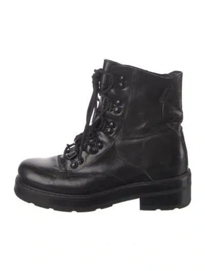 Pre-owned Olivier Theyskens Leather Combat Boots In Black