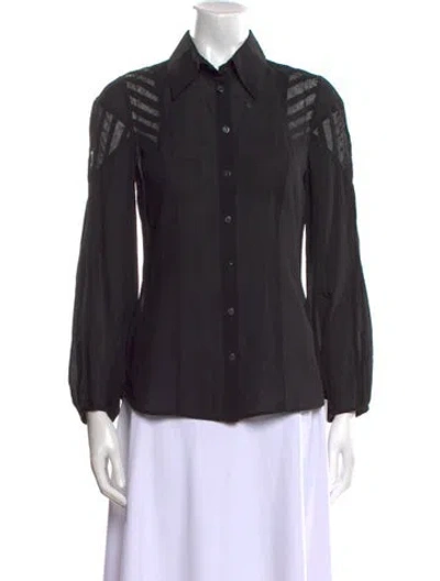 Pre-owned Olivier Theyskens Long Sleeve Button-up Top W/ Tags In Black