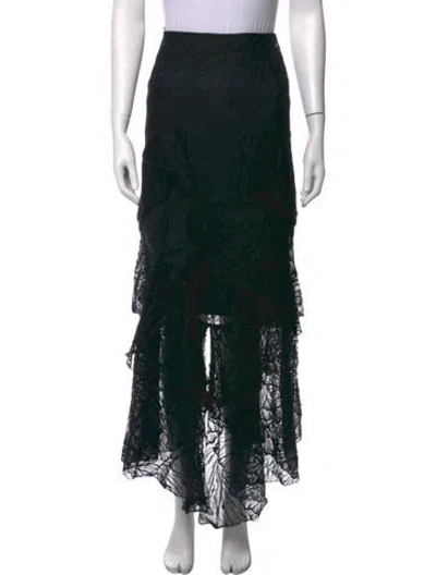 Pre-owned Olivier Theyskens Mesh Accents Long Skirt In Black