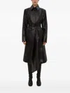 Olivier Theyskens Pointed-collar Belted Leather Coat In Black