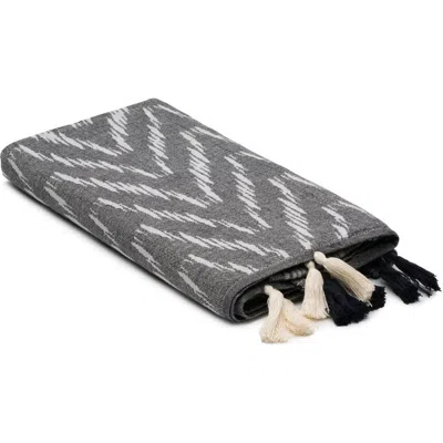 Oliviera Home Chevron Loom Turkish Cotton Towel & Throw In Black