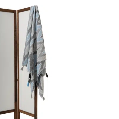 Oliviera Home Chevron Loom Turkish Cotton Towel & Throw In Gray Sky