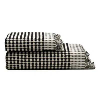 Oliviera Home Dots Turkish Cotton Terry Bath And Hand Towel In Black