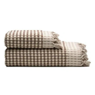 Oliviera Home Dots Turkish Cotton Terry Bath And Hand Towel In Brown