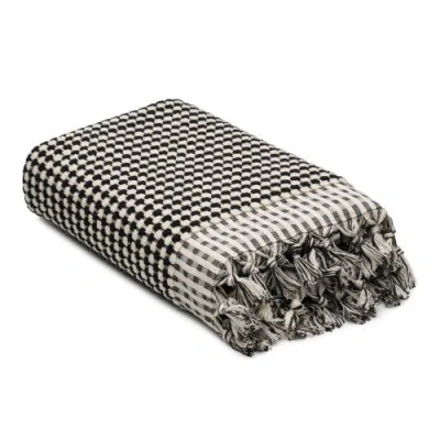 Oliviera Home Dots Turkish Cotton Terry Bath Towel In Black