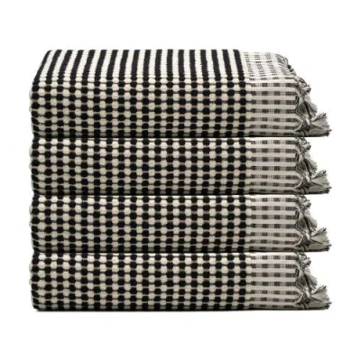 Oliviera Home Dots Turkish Cotton Terry Hand Towel Bundle In Black