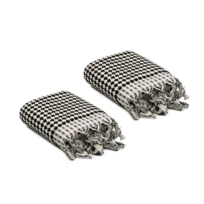 Oliviera Home Dots Turkish Cotton Terry Hand Towels In Black