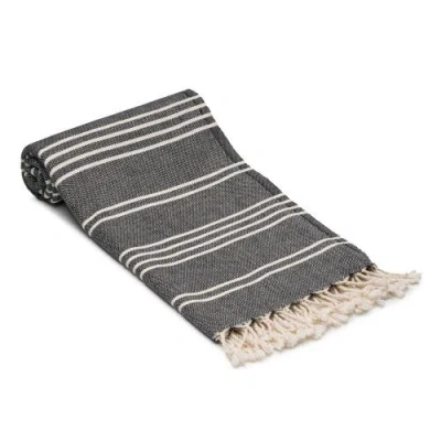 Oliviera Home Essential Stripe Turkish Cotton Bath Towel In Black
