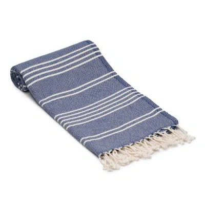 Oliviera Home Essential Stripe Turkish Cotton Bath Towel In Blue