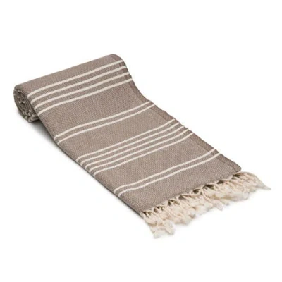 Oliviera Home Essential Stripe Turkish Cotton Bath Towel In Brown