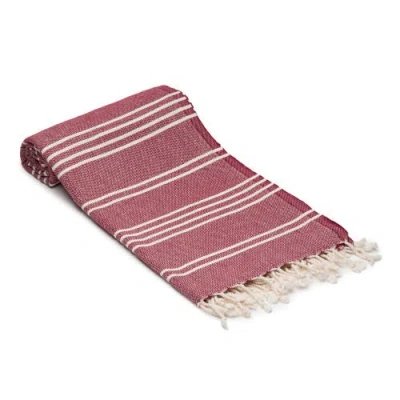 Oliviera Home Essential Stripe Turkish Cotton Bath Towel In Burgundy