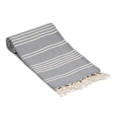 Oliviera Home Essential Stripe Turkish Cotton Bath Towel In Gray