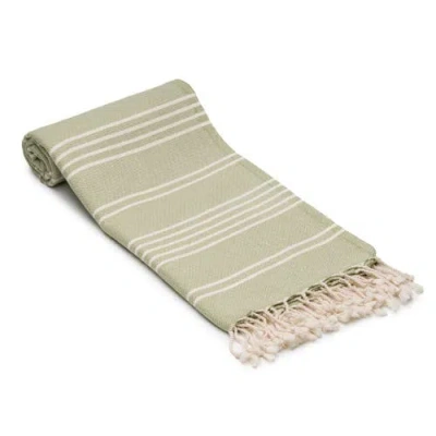 Oliviera Home Essential Stripe Turkish Cotton Bath Towel In Green