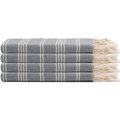 Oliviera Home Essential Stripe Turkish Cotton Hand Towel Bundle In Gray