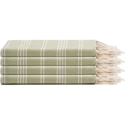 Oliviera Home Essential Stripe Turkish Cotton Hand Towel Bundle In Green