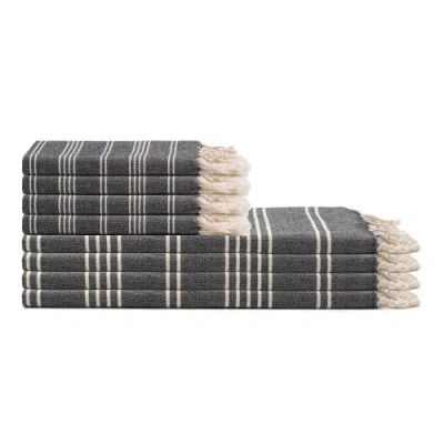 Oliviera Home Essential Stripe Turkish Cotton Towel Bundle In Black