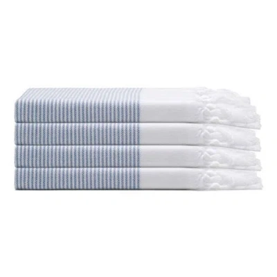 Oliviera Home Fine Stripe Turkish Cotton Hand & Kitchen Towel Bundle In Blue