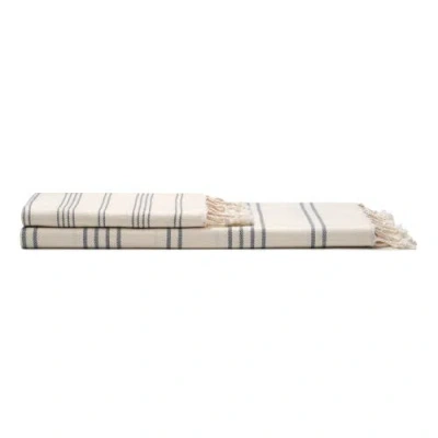 Oliviera Home Heritage Stripe Turkish Cotton Bath And Hand Towel In Gray