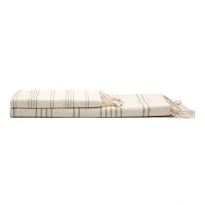 Oliviera Home Heritage Stripe Turkish Cotton Bath And Hand Towel In Green