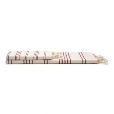 Oliviera Home Heritage Stripe Turkish Cotton Bath And Hand Towel In White