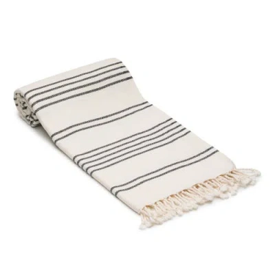 Oliviera Home Heritage Stripe Turkish Cotton Bath Towel In Black