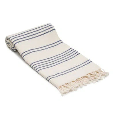Oliviera Home Heritage Stripe Turkish Cotton Bath Towel In Blue