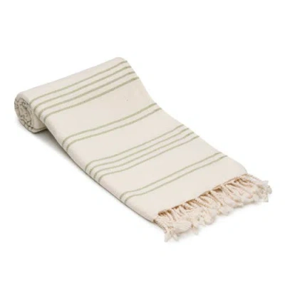 Oliviera Home Heritage Stripe Turkish Cotton Bath Towel In Green
