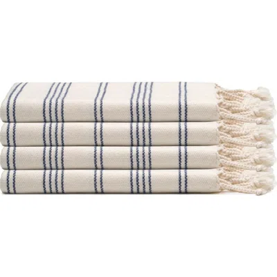 Oliviera Home Heritage Stripe Turkish Cotton Hand Towel Bundle In Blue