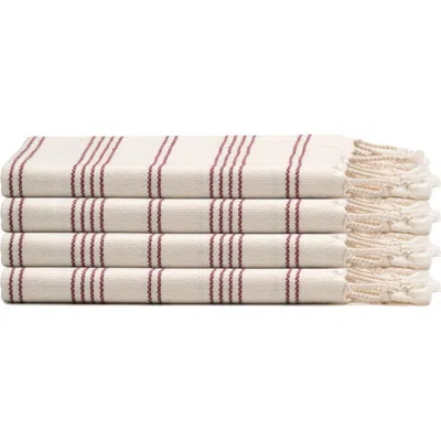 Oliviera Home Heritage Stripe Turkish Cotton Hand Towel Bundle In Burgundy