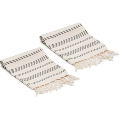 Oliviera Home Heritage Stripe Turkish Cotton Hand Towels In Gray