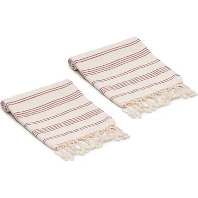 Oliviera Home Heritage Stripe Turkish Cotton Hand Towels In Brown