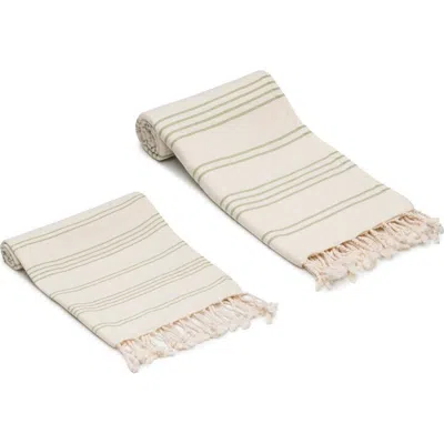 Oliviera Home Heritage Stripe Turkish Cotton Hand Towels In Multi