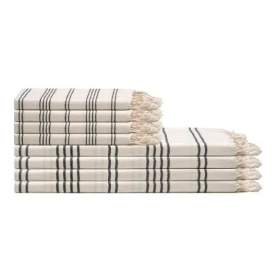Oliviera Home Heritage Stripe Turkish Cotton Towel Bundle In Black