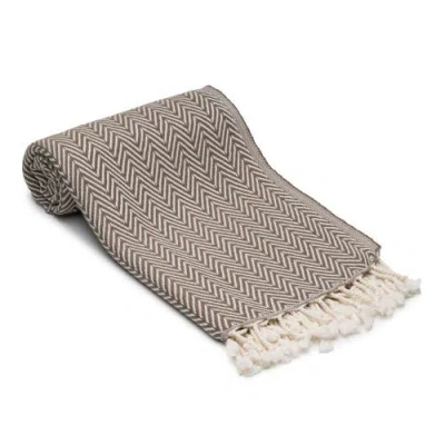 Oliviera Home Herringbone Turkish Cotton Bath Towel In Brown