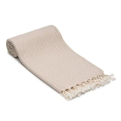 Oliviera Home Herringbone Turkish Cotton Bath Towel In Neutral